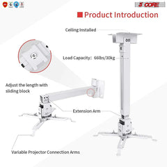 5Core Projector Mount Ceiling Wall Universal Holder Adjustable Low Profile Capacity 40lb