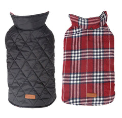 Waterproof Reversible Plaid Dog Jacket for Pets