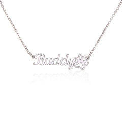 Customizable - Classic Paw Print Name Necklace
