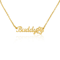 Customizable - Classic Paw Print Name Necklace